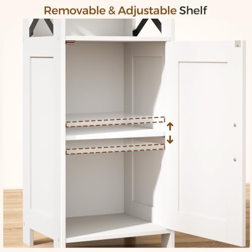 Homhedy Farmhouse Bathroom Storage Cabinet with Doors, Small Floor Cabinet - Image 5