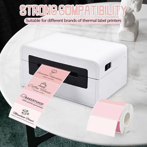 2''x1'' Pink Direct Thermal Barcode Labels,Self-Adhesive Thermal Printer Stickers for Address Design DIY Logo Business - Image 4