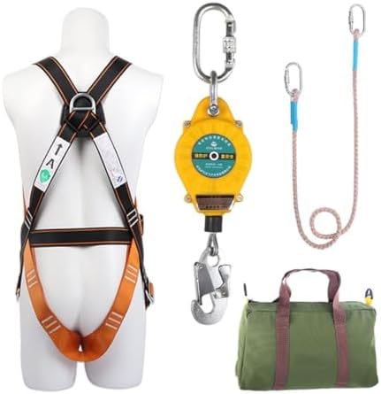 Retractable Fall Arrester Fall Protection System With Self Retracting Lifeline, Full Body Safety Belt, Anti-fall Lanyard, Personal Protective Equipment For Aerial Work And Engineering Protect ( Size : by Unknown