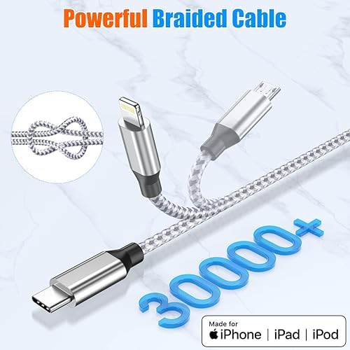 Multi Charging Cable 4ft 3Pack 3 in 1 Charger Cord, Multiple Usb C Cable - Image 4