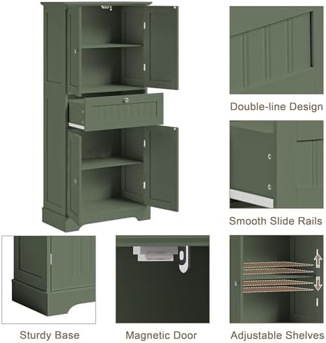 ChooChoo 51" H Bathroom Floor Cabinet with Drawer and Adjustable Shelves - Image 4