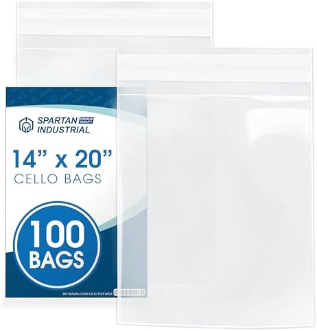14x20 Clothing Shipping Bags, 100 Count - Clear Self-Seal Cellophane by SpartanIndustrial