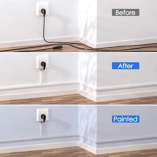 Yecaye TV Cord Hider Wall Mounted, 472in Cord Cover, W0.98in H0.51in, White - Image 5