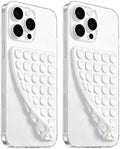 Anteel 2 Pack Silicone Suction Cup Phone Case Mount Double Sided, Hands-Free Silicon Phone Grip with Higher Suction Power for Selfies and Videos, Non Slip Phone Accessories (White) by PKYAA