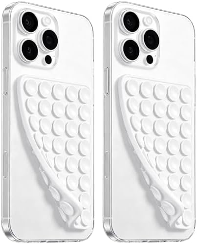 Anteel 2 Pack Silicone Suction Cup Phone Case Mount Double Sided, Hands-Free Silicon Phone Grip with Higher Suction Power for Selfies and Videos, Non Slip Phone Accessories (White) by PKYAA