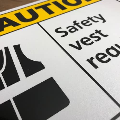 TRADESAFE Caution Safety Vest Required Sign, Aluminum PPE Safety Signs - Image 4