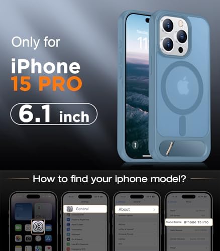 Temdan Magnetic Compatible with iPhone 15 Pro Case, [Built-in Invisible Kickstand][Compatible with MagSafe][Military Grade Shockproof] Slim Translucent Matte Phone Case for iPhone 15 Pro 6.1" - Image 2