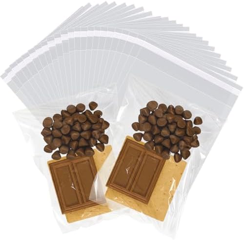WIKDAY 200PCS Cookie Bags 5x7 Inches Clear Self Sealing Cellophane Bags by WIKDAY