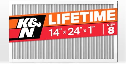 K&N 14X24X1 HVAC Furnace Air Filter, Lasts a Lifetime, Washable, Merv 8, the Last HVAC Filter You Will Ever Buy, Breathe Safely at Home or in the Office, HVC-8-11424 by KNEngineeringInc