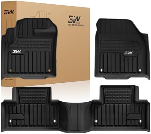3W Durable TPE Black Floor Mats, Custom Fit for Range Rover/Land Rover Evoque 2011-2019 (Not for Convertible), 1st & 2nd Row All-Weather Vehicle Mat Set by 3W
