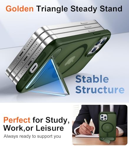 Temdan Magnetic Compatible with iPhone 12 Pro Max Case, [Built-in Invisible Kickstand][Compatible with MagSafe][Military Grade Shockproof] Slim Translucent Matte Phone Case for iPhone 12 Pro Max 6.7" - Image 3
