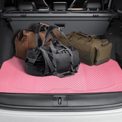 CAR PASS Floor Mats for Cars M-L Size, Heavy Duty Rubber Floor Mats with Trunk Cargo Liner, Universal Trim-to Fit Automotive Floor mats for Truck Van SUV Waterproof All Weather Car Mats All Pink - Image 6