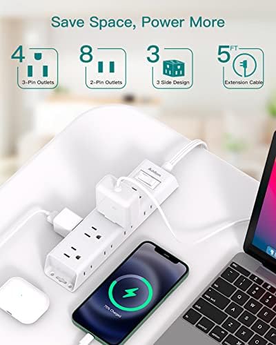 2 Pack Power Strip Surge Protector with 12 Outlets, Extension Cord 5FT - Image 2
