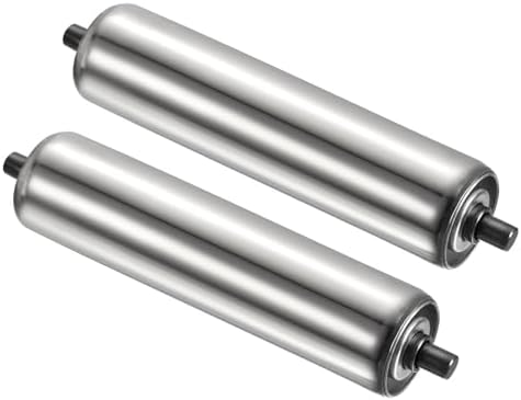 PATIKIL Conveyor Roller 3.5" Diameter 12" Length, 2 Pack Stainless Steel Transmission Replacement Part Galvanized End, Silver by PATIKIL