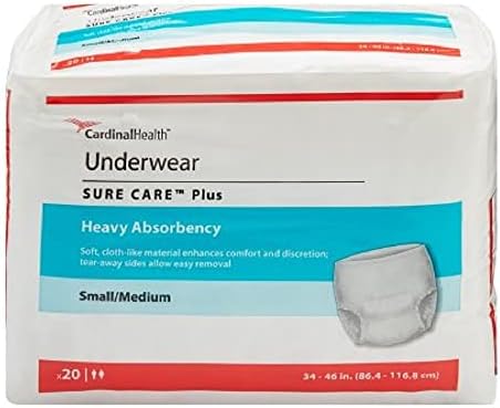SureCare Protective Underwear - Men & Women - Moderate, 4 Green Strands Band, Medium, 34" - 46" - 1 case (80 Each) by COVIDIEN