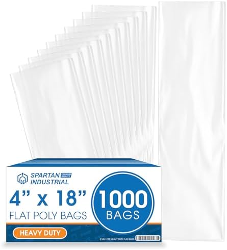 4" X 18" Open-End Flat Poly Bags (1000 Count) - 2 Mil Clear by SpartanIndustrial