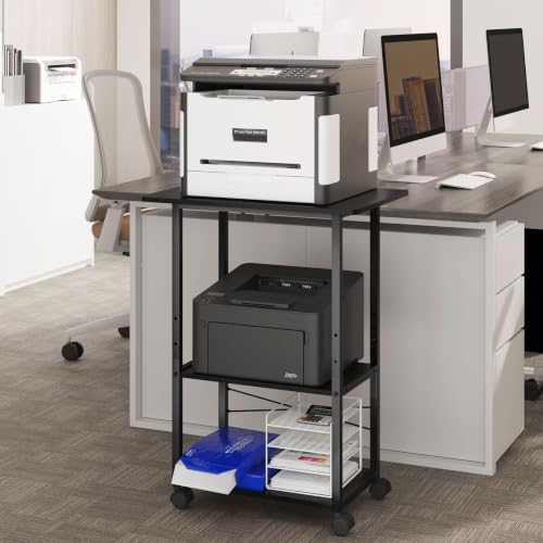 MARTY 3 Tier Large Printer Stand, Mobile Printer Table, Adjustable Shelf - Image 2