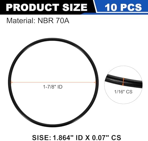 uxcell 10Pcs AS-032 NBR 70A O-Rings 1-7/8"ID x 1/16"CS/1.864"ID x 0.07"CS - Image 2