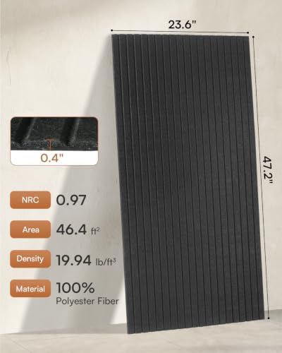 SODOCT 6 Pack Large Acoustic Panels, 47.2" X 23.6" X 0.4" Sound Proof Panels for Walls, High Density Sound Absorbing Panels for Home Studio & Office, Black - Image 2