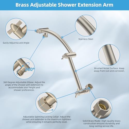 Hibbent 12'' Filtered Rain Shower Head, 16'' Extension Arm, Brushed Nickel - Image 7