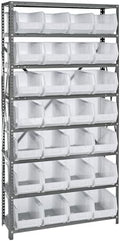 Quantum Storage Systems QSBU-240CL Giant Open Hopper Steel Shelving System, 12" D x 36" W x 75" H, with 8 Shelves and 28 QU240 Bins, Clear by QuantumStorageSystems