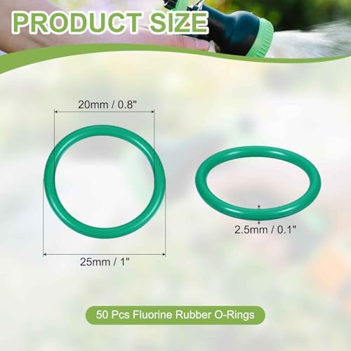 50pcs Fluorine Rubber O-Rings 25mmODx20mmIDx2.5mmW FKM Seal Gasket - Image 2