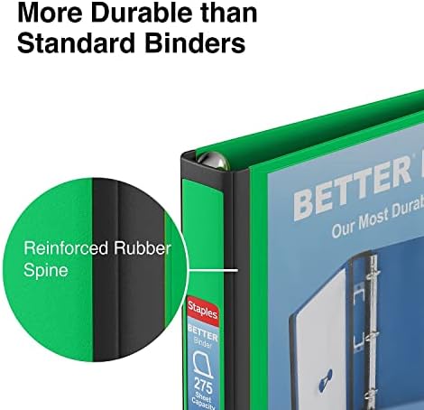 Staples Better View 1-Inch D-Ring Binder, Green, Clear Overlay - Image 4