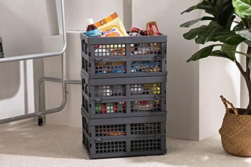 Eslite 16L Collapsible Storage Crates,Folding Plastic Crates for Storage,Pack of 4,Gray - Image 5