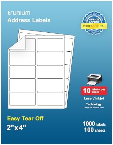 Shipping Address Labels, 2"x 4" Address Labels, 100 Sheets,3000 Labels by TRUNIUM
