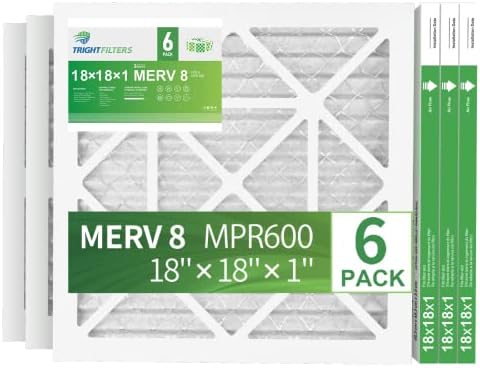 TRIGHTFILTERS 18x18x1 Air Filter 6 Pack, Durable MERV 8 Pleated Home HVAC AC Furnace Filters, Lightweight Compact Air Conditioner Filter Replacement - Image 2