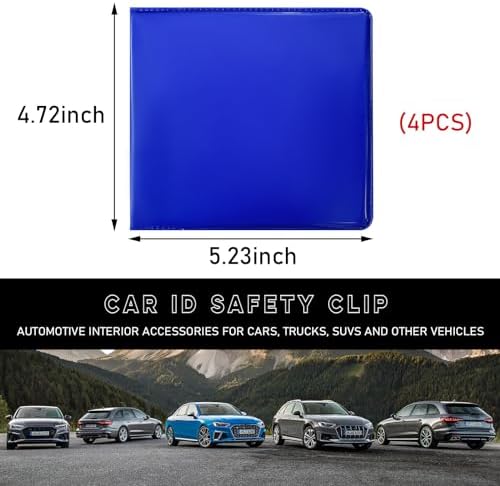 Ziciner 4PCS Car Registration and Insurance Holder, 5.2"× 4.7" Leather Auto Glove Box Organizer with Closure, Essential Car Document Holder for Card, Driver License (Blue) - Image 2