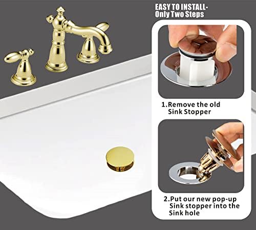 Artiwell Universal Bathroom Sink Drain Stopper, Fits Most Pop-Up Drains for Vessel Sink Lavatory Vanity, Sink Drain Strainer with Detachable Hair Catcher, Tested by Plumber in US (Polished Brass) - Image 3