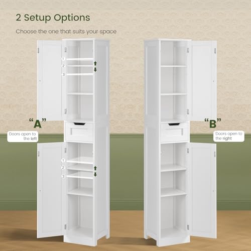 Iwell 66.9" Tall Bathroom Storage Cabinet with 2 Doors & 1 Drawer - Image 5