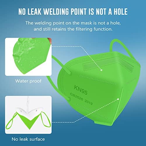 WWDOLL KN95 Face Mask 50 Pack, 5-Layers Breathable KN95 Masks, Green - Image 5