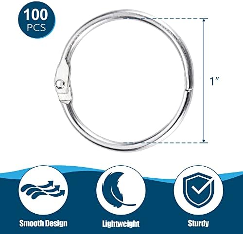 Loose Leaf Binder Rings 1 Inch (100 Pack) – Sturdy Book Rings, Index Card Rings, Key Rings, Flashcard Rings, Notebook Paper Rings, Metal Rings for Office, School or Home - Image 3