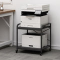Fannova 2 Tier Under Desk Printer Stand with Storage, 20 Inches Deep Large Printer Table with Height Adjustable Shelf, Rolling Printer Cart with Wheels for Home Office - Black by Fannova