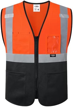 JKSafety Safety Vest for men women Hi Vis Vest with Pockets and Zipper High Visibility Construction Vests BX310 by JKSafety