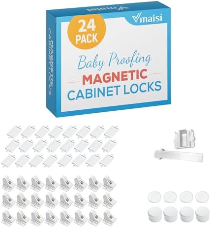 Vmaisi Adhesive Magnetic Locks for Cabinets & Drawers (24 Pack and 4 Keys + Cradle) - Image 6