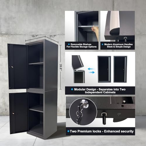 JZD Garage Organizer Set: Steel Tool Cabinet, Overhead Storage & Wood Work Surface, Free Standing for Mechanical Shop Home Repair - Image 7