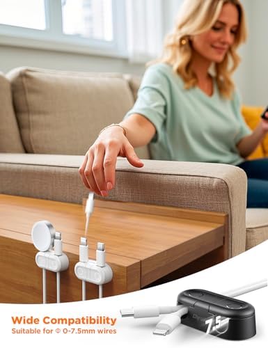 Chfeila 4Pack Magnetic Cable Clips, Dual Slot Cable Holder Clips, White - Image 6