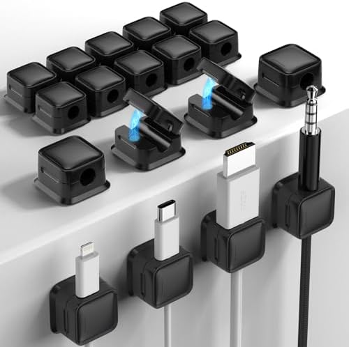 18 Pack Cord Organizer, Magnetic Cable Clips, Under Desk Management, Black by Costop