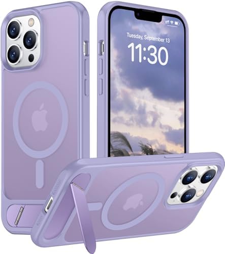 Temdan Magnetic Compatible with iPhone 13 Pro Max Case, [Built-in Invisible Kickstand][Compatible with MagSafe] [Military Grade Shockproof] Slim Translucent Matte Phone Case for iPhone 13 Pro Max 6.7" by Temdan
