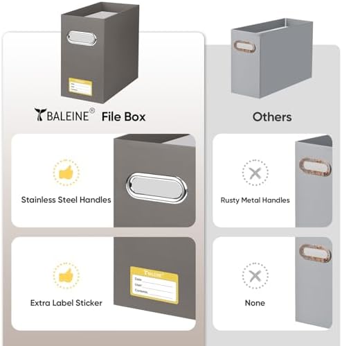 BALEINE 1PK File Organizer Box, Cardboard File Folder Organizer with Handle - Image 5