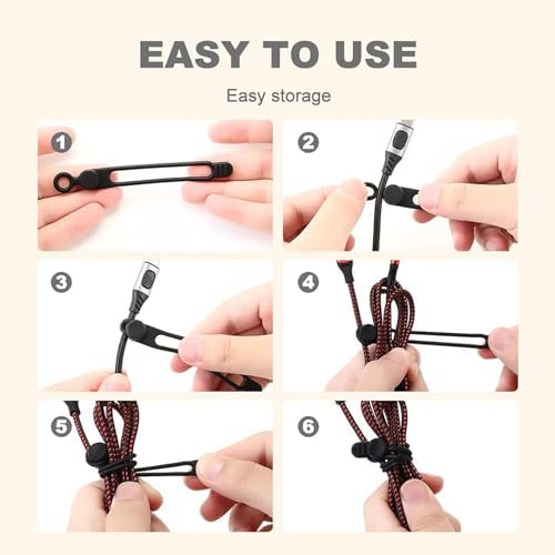 Data Cable Organizer, 2026 Upgrade Silicone Headphone Organizer, Silicone Cable Ties Reusable Cable Management Organizer Multipurpose Elastic Cord Organizer for Bundling and Fastening Cable (20Pcs) - Image 4