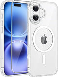 FNTCASE for iPhone 16 Plus Case Clear, Fit for Magsafe, Screen Protector by FNTCASE