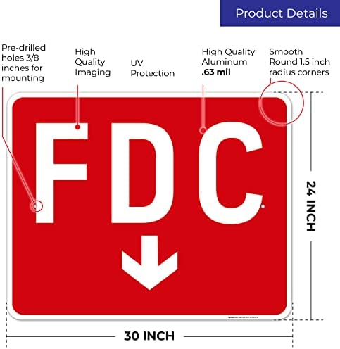 FDC Down Arrow Sign, Red Background, - Image 3