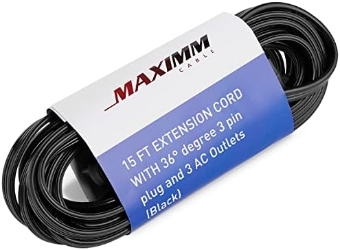 Maximm 6 Ft Flat Angled Plug Extension Cord, 3-Outlet, Black, UL, 2 Pack - Image 6