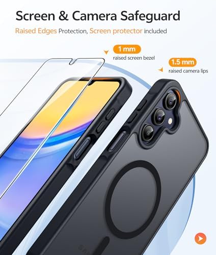 FNTCASE for Galaxy A15 5G Phone Case, Screen Protector, Black - Image 4