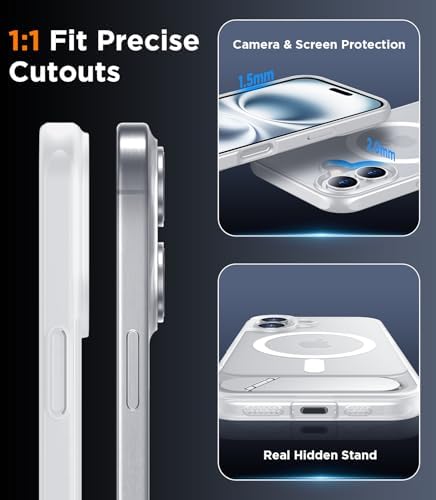 Temdan Magnetic Compatible with iPhone 16 Plus Case, [Built-in Invisible Kickstand][Compatible with MagSafe][Military Grade Shockproof] Slim Translucent Matte Phone Case for iPhone 16 Plus 6.7" - Image 6