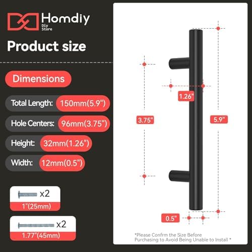 homdiy 100Pack 3.75in Cabinet Handles Black Kitchen Cabinet Pulls Drawer Pulls for Dresser Drawers - Image 4